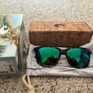 Costa Shiny Tiger Cowrie Sunglasses with Green Mirror Lenses